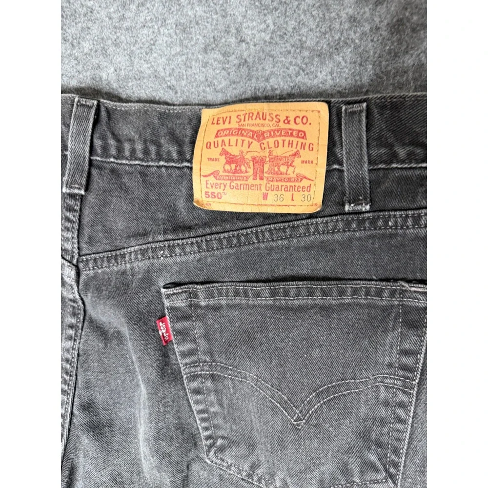 Vintage 2000 Levis 550 Relaxed Fit Tapered Leg Black Denim‎ Jeans Mens 36x30